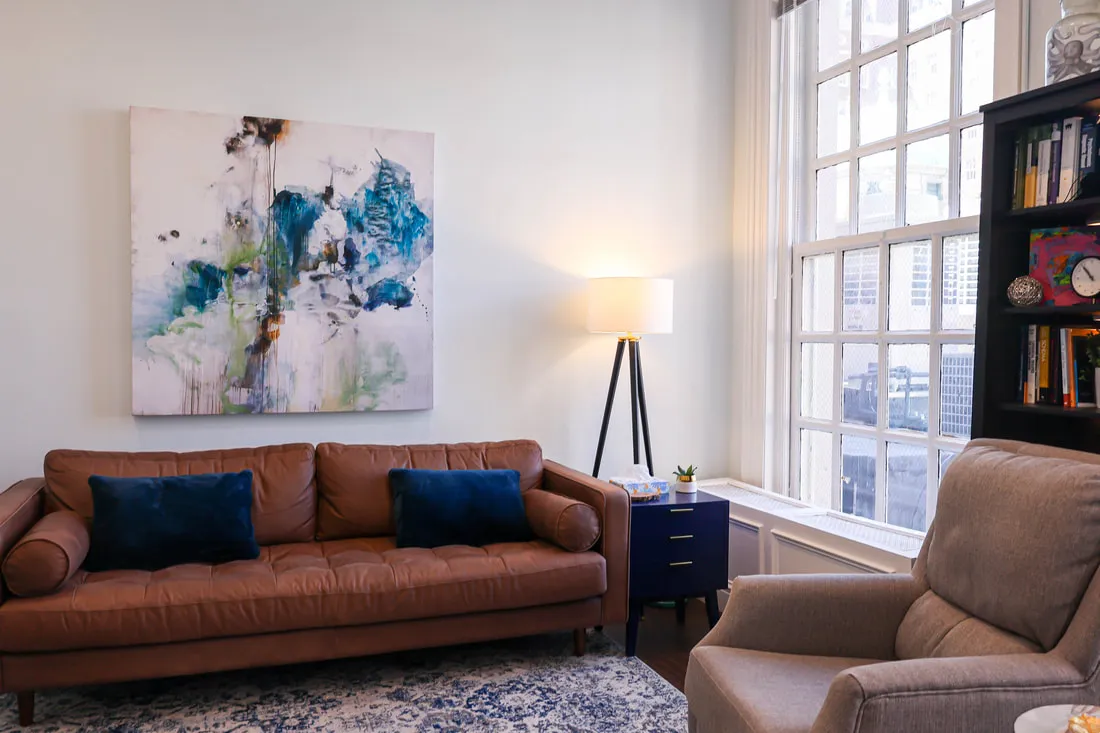 A therapy room at Turning Leaf Therapy, Suite 304, Old City Philadelphia